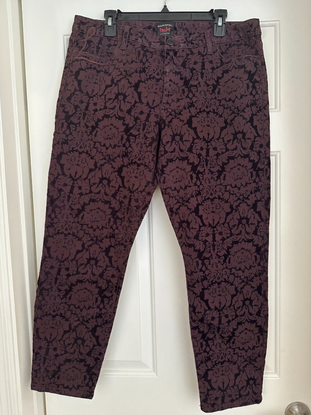 Banana Republic Plum Jacquard Button-Front Pants